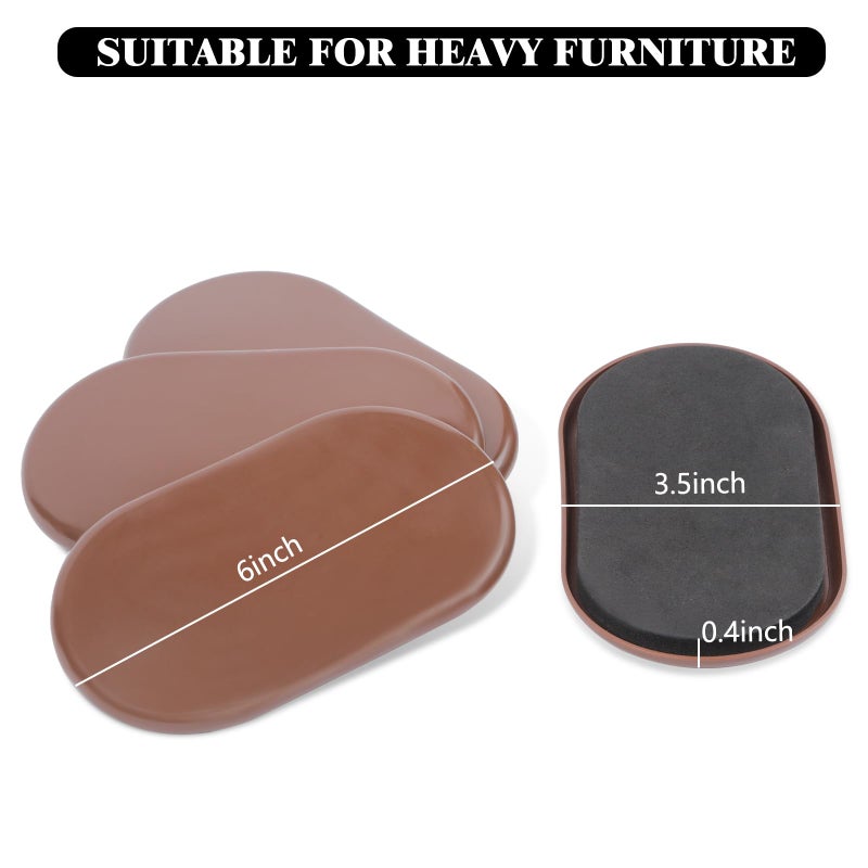 Kayzn 8 Pack Furniture Slider, 3-1/2"" x 6"" Oval Heavy-Duty Movers, Reusable Carpet Sliders for Heavy Furniture, Moving Pads - Protect Carpet Surface - Image 2